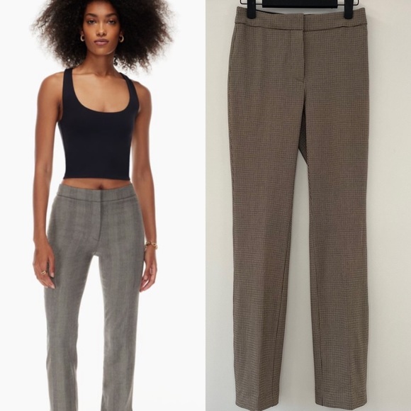 Aritzia Pants - Aritzia Babaton Atelier Brown Houndstooth Mid Rise Pant Size 0
